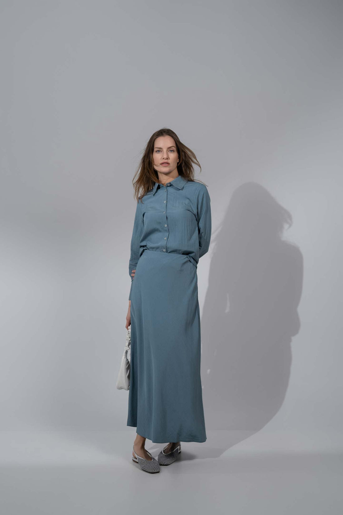 Crinkle Blouse-Robin Blue