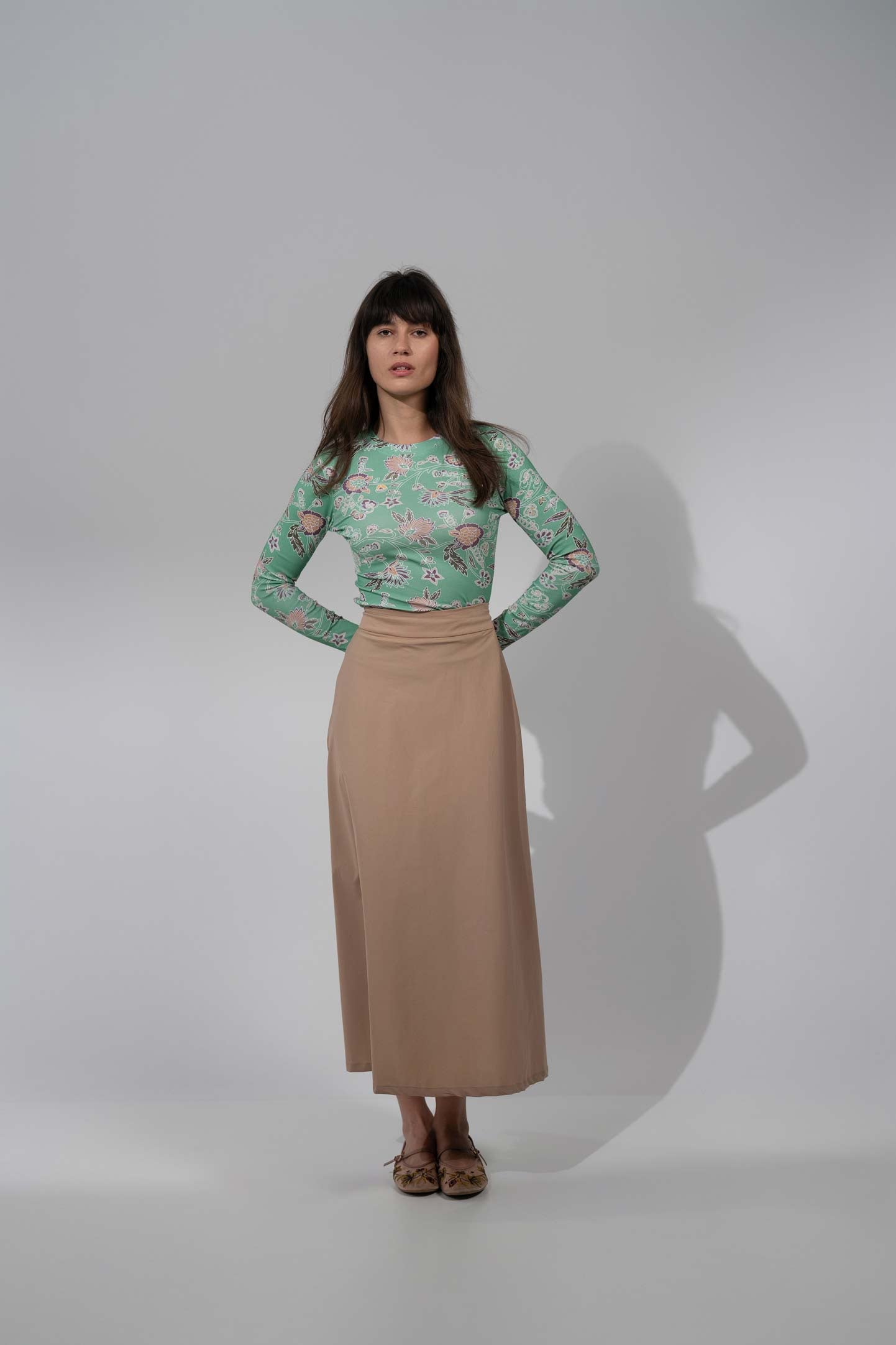 Basic Printed T-shirt-Mint Mediterranean