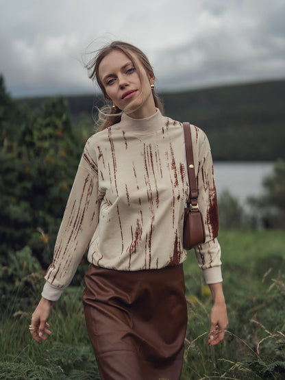 Tie Dye Splash Sweatshirt-Cream/Brown
