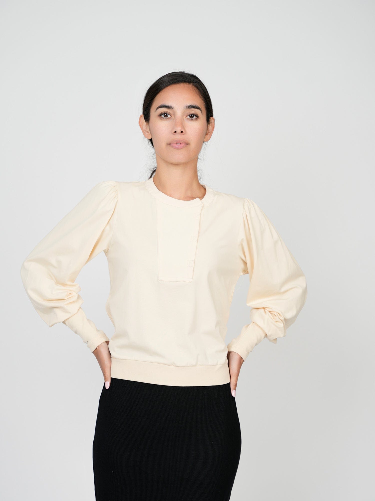 PLACKET BOMBER-CREAM