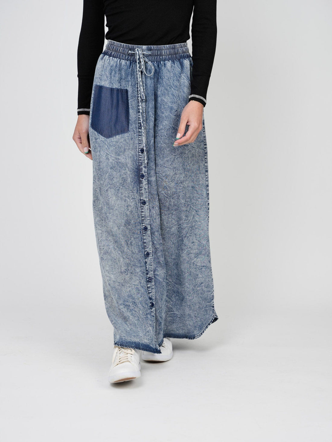 POCKET DENIM SKIRT-WASHED