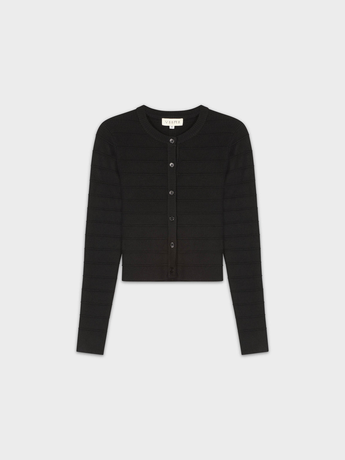 RIBBED CROPPED CARDIGAN-BLACK