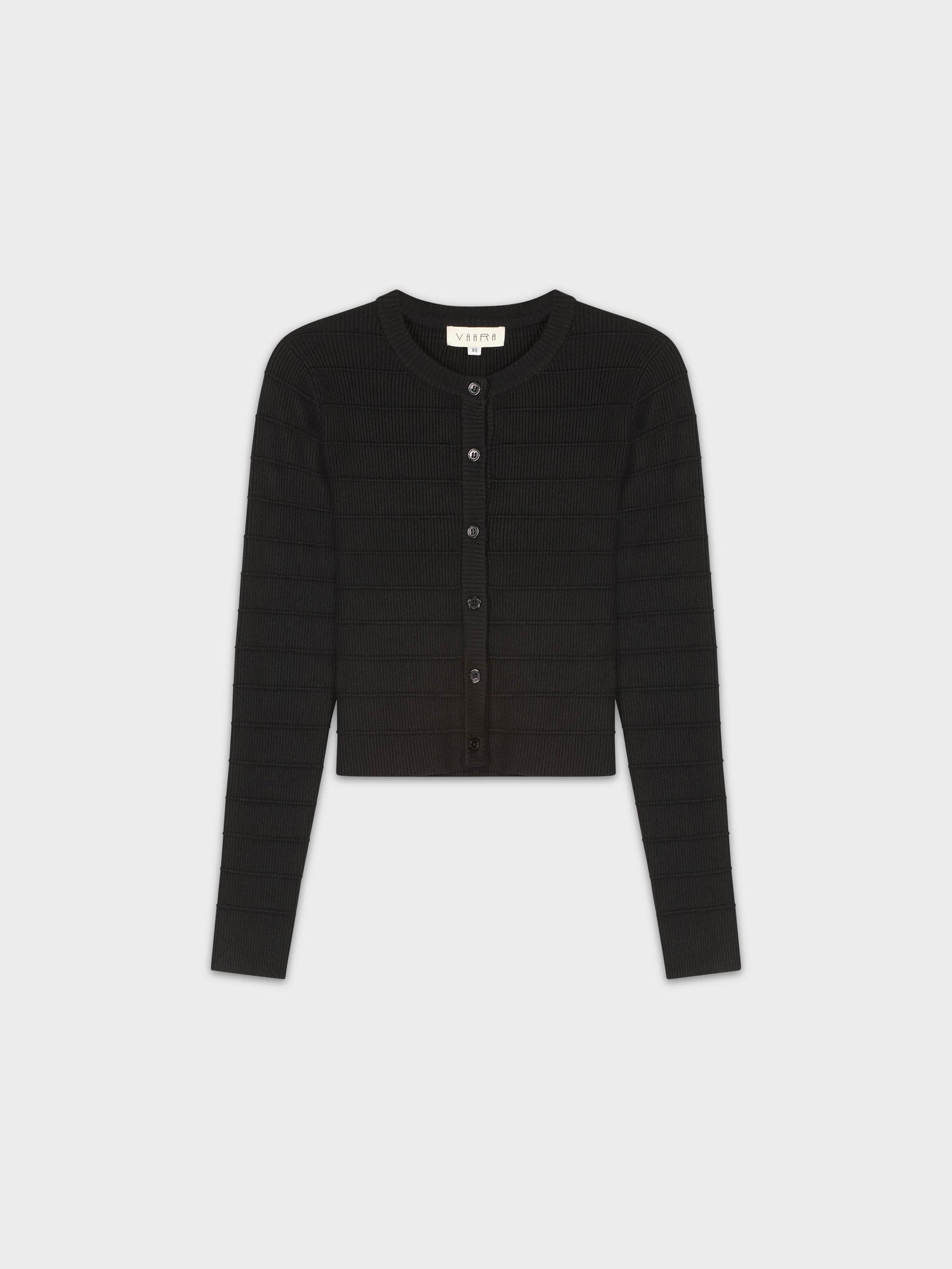 RIBBED CROPPED CARDIGAN-BLACK