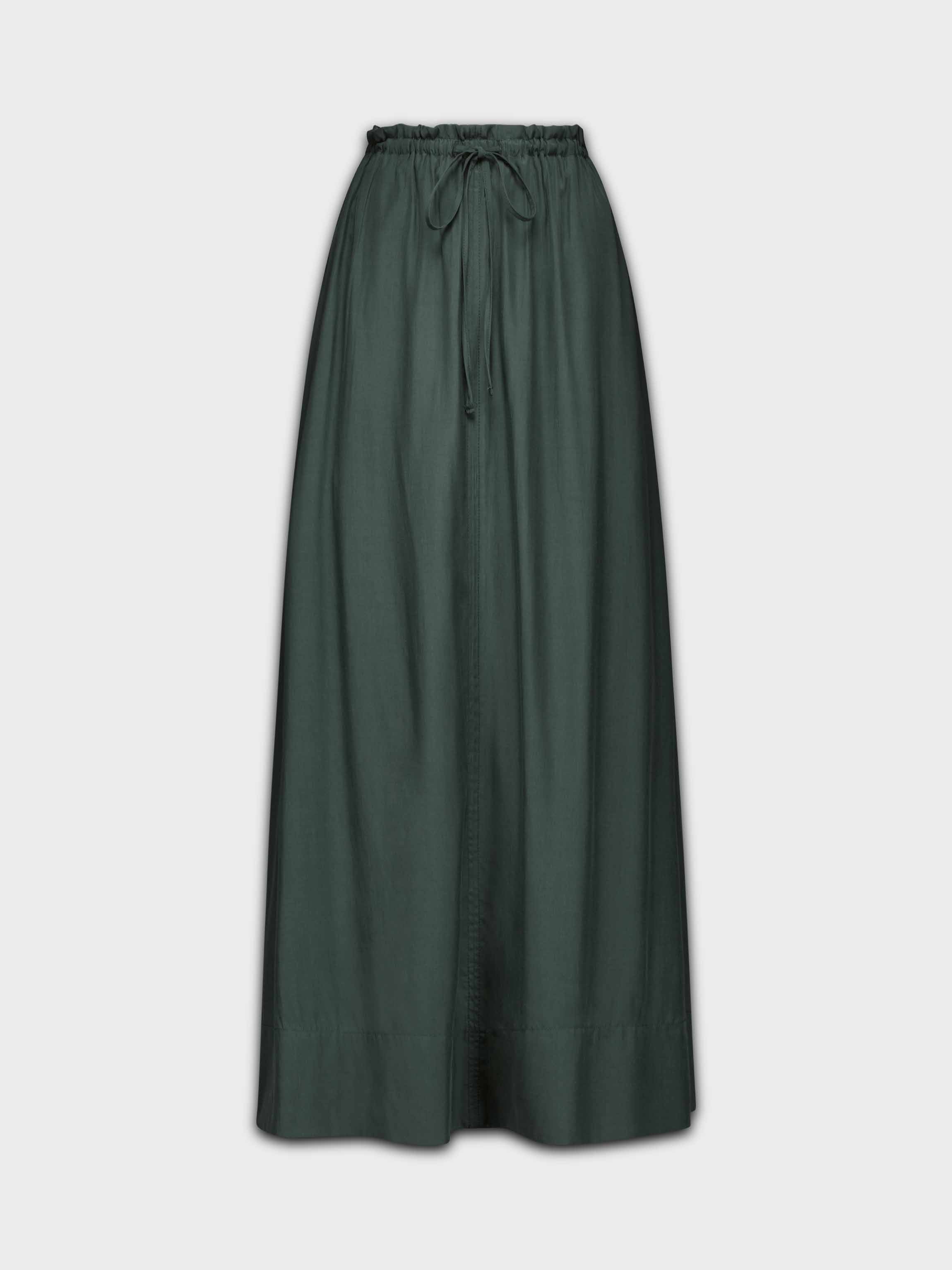 DRAWSTRING RUFFLE SKIRT-GREEN