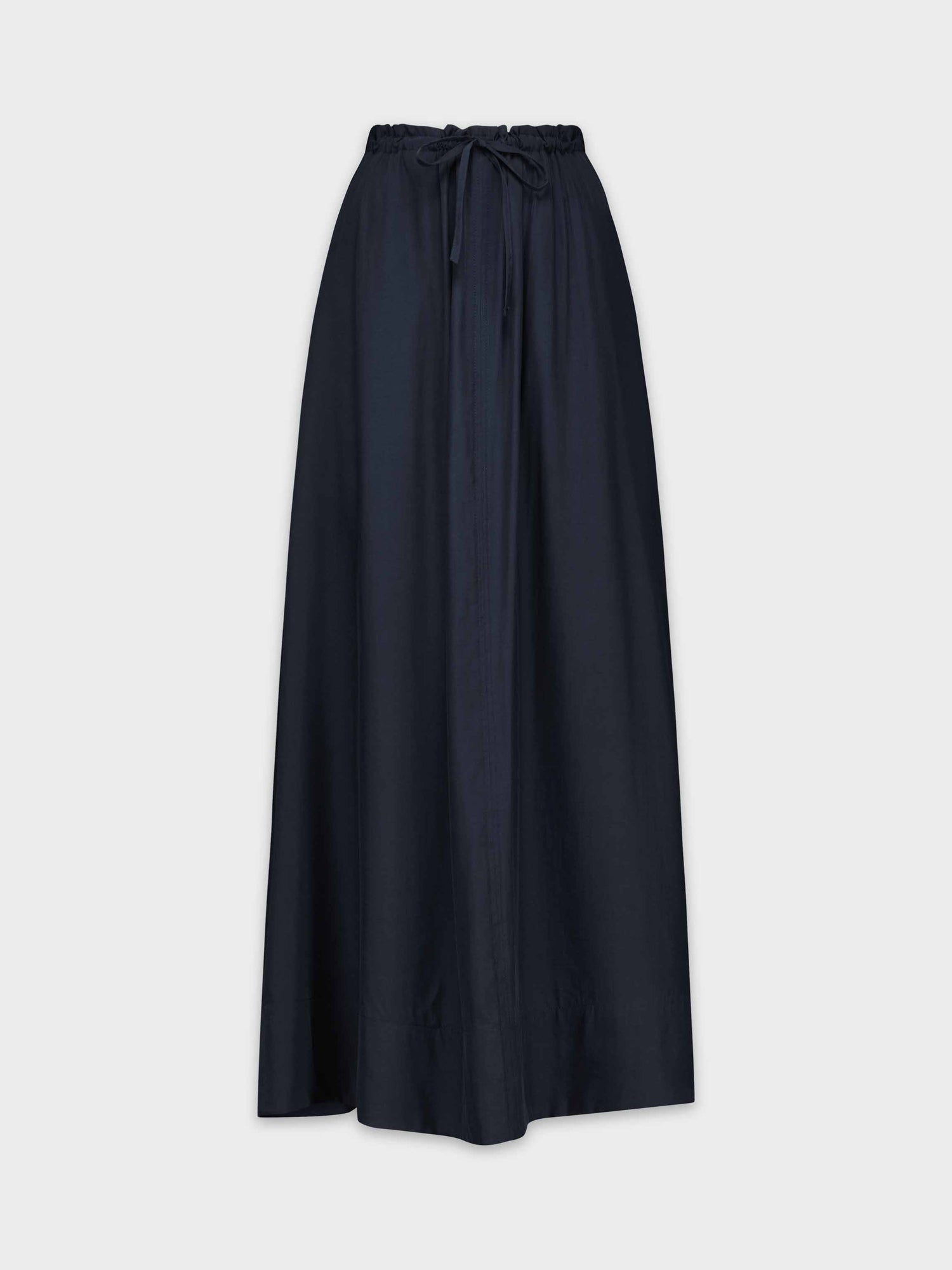 DRAWSTRING RUFFLE SKIRT-NAVY