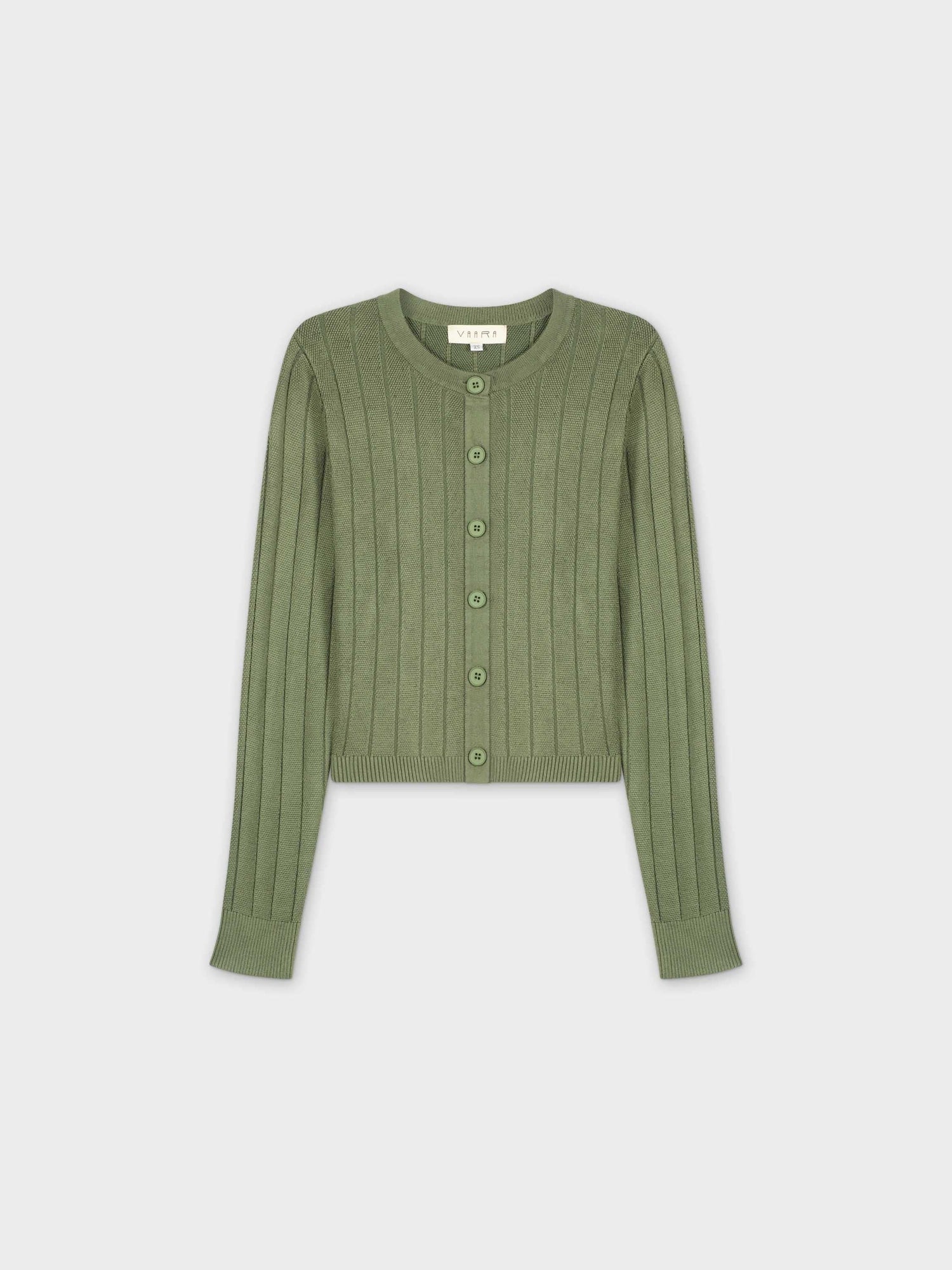 CROPPED RIBBED DESIGN CARDIGAN-OLIVE