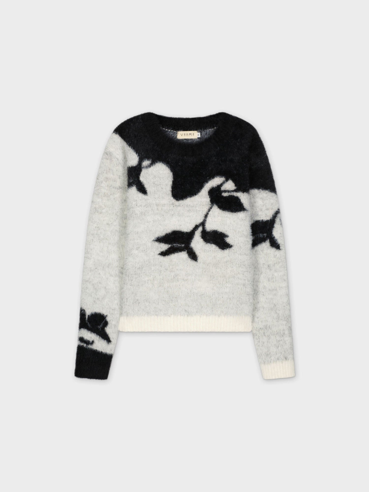 EYELASH FUZZ SWEATER-CREAM/BLACK