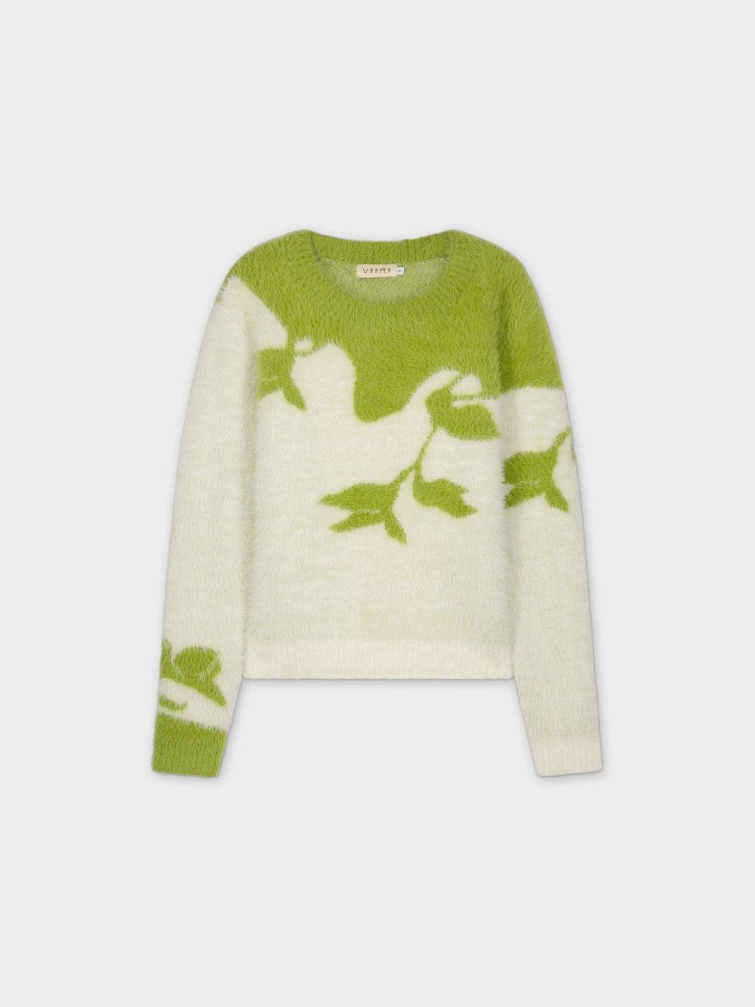 EYELASH FUZZ SWEATER-CREAM/GREEN