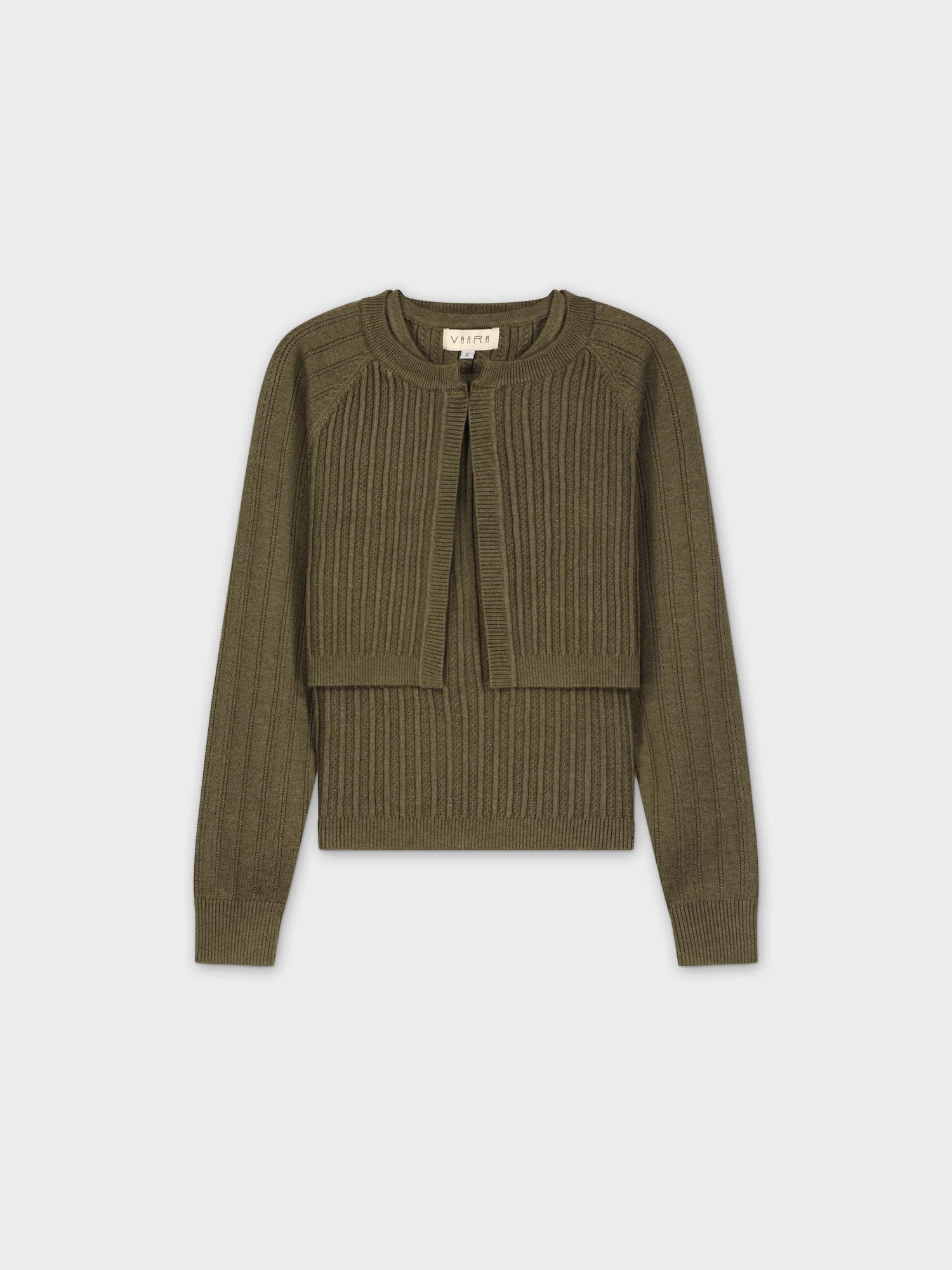 POINTELLE SHRUG-OLIVE