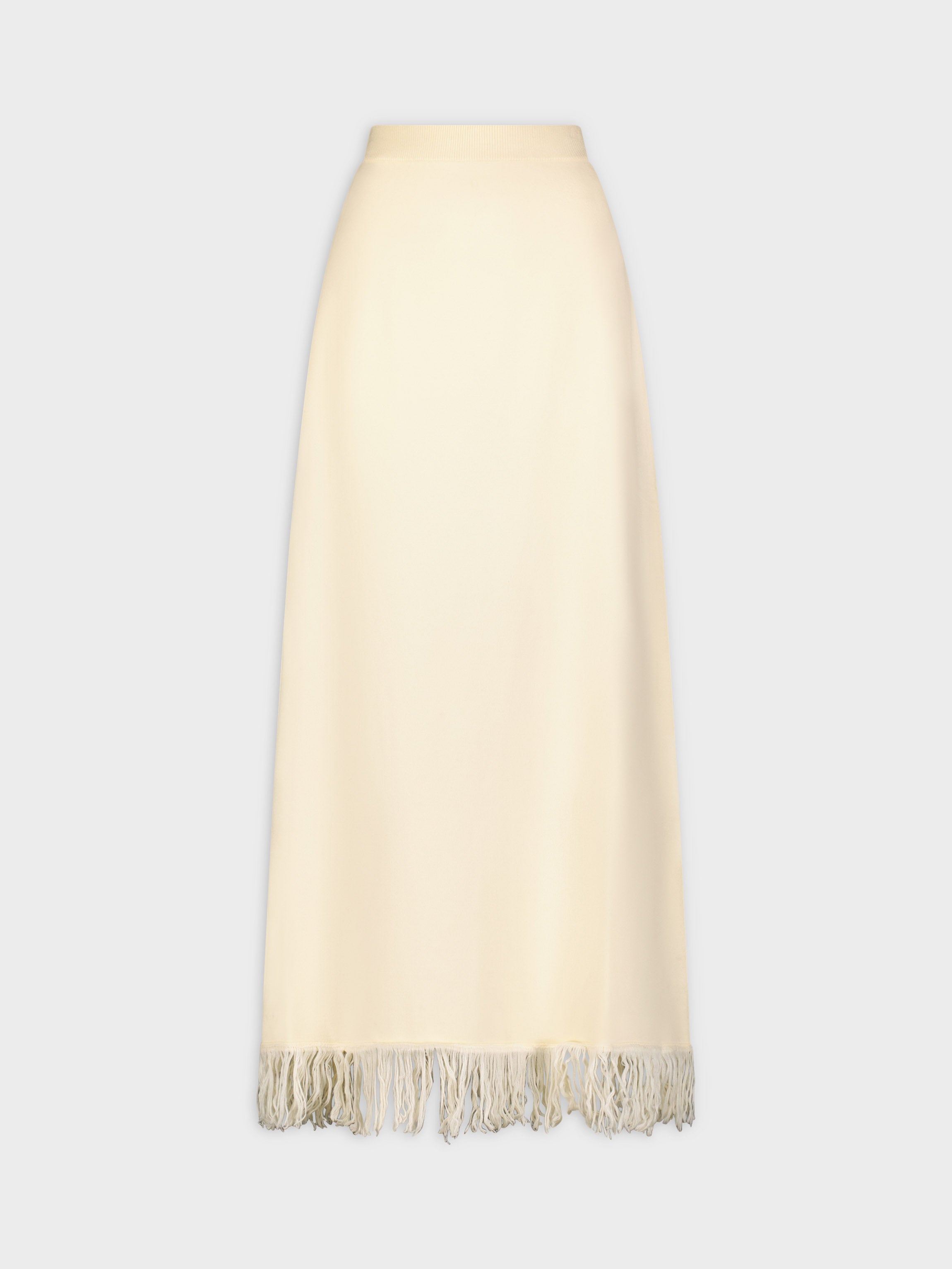 FRINGE BOTTOM KNIT SKIRT-CREAM