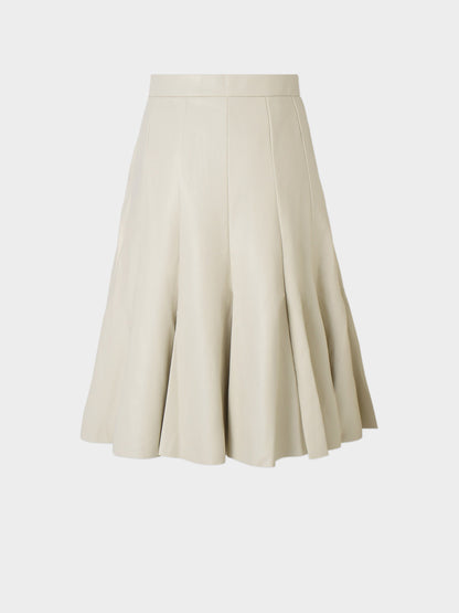 Flare Leather Skirt 23.5"-Ivory