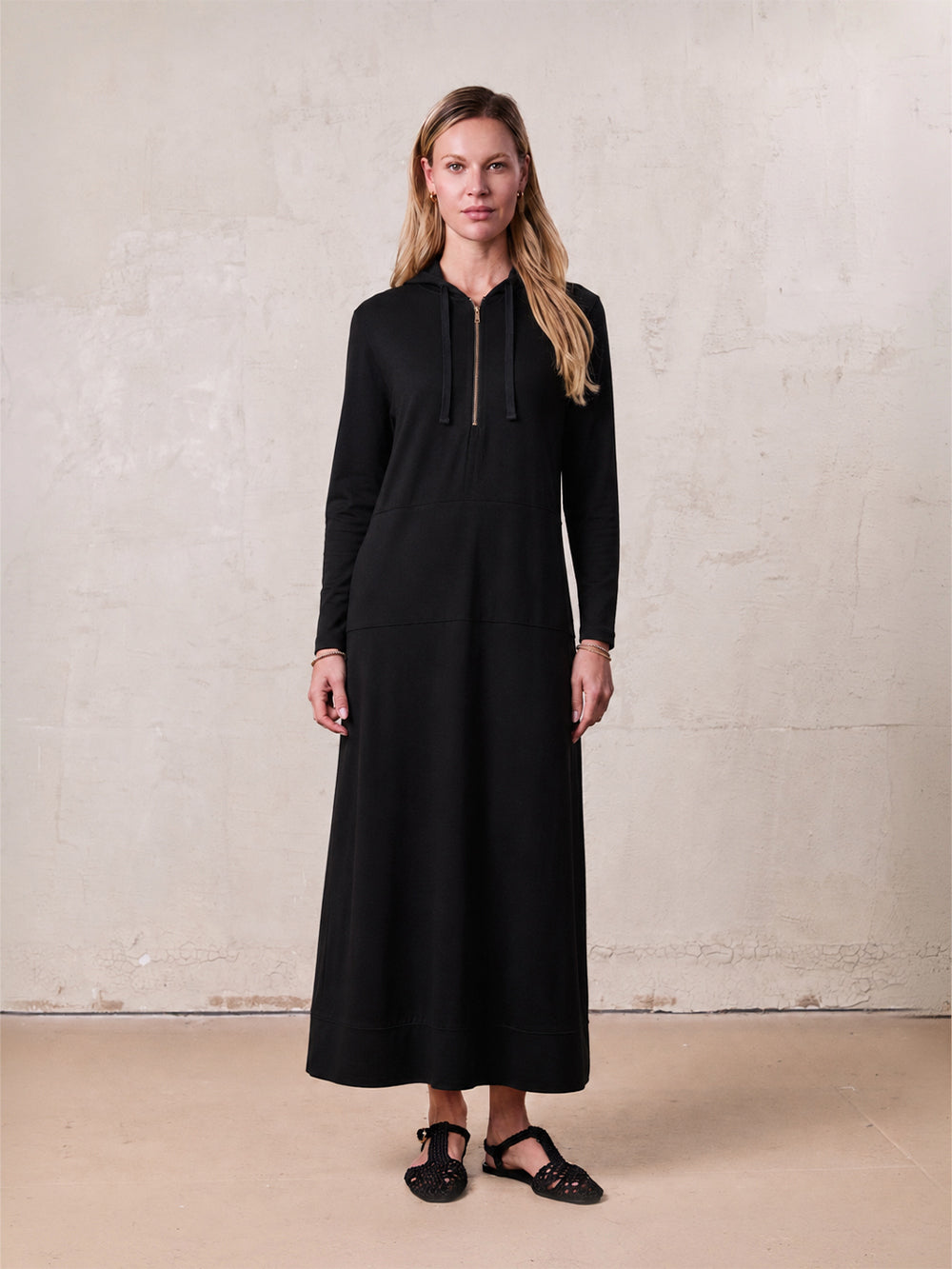 HOODIE DRESS 54"-BLACK
