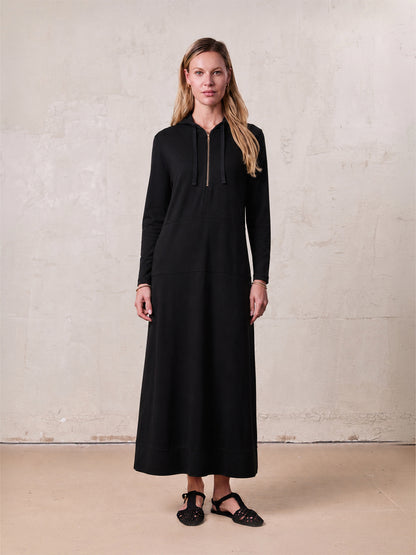 HOODIE DRESS 54"-BLACK