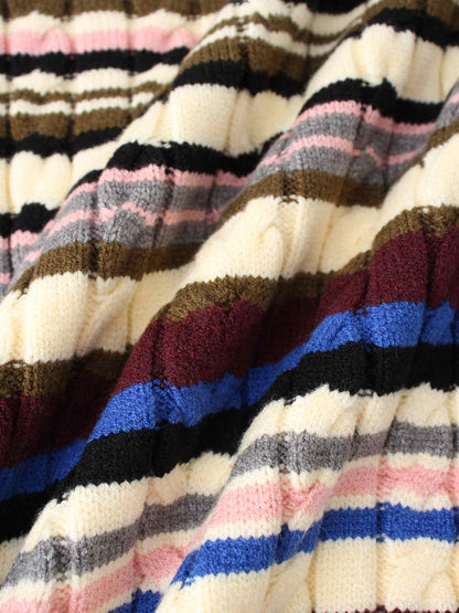Cable Striped Sweater-Multi