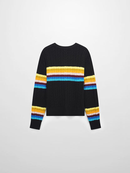 Cable Striped Sweater-Colored Stripe