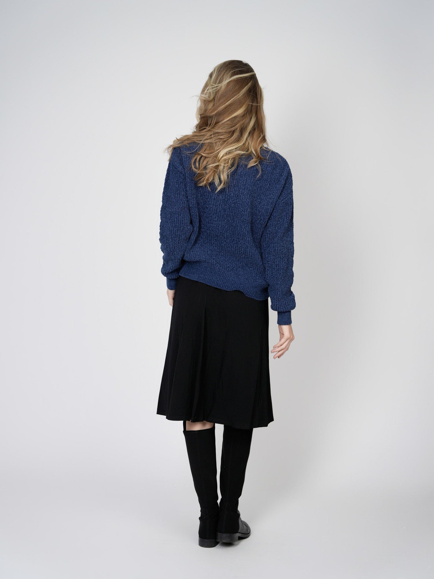 CHENILLE SWEATER-NAVY