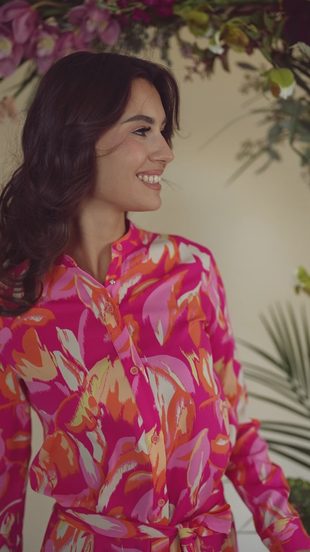 Long Shirtdress-Pink Floral