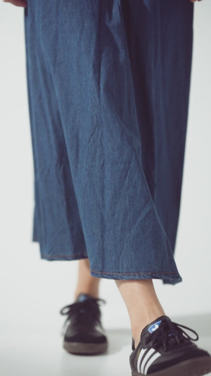 crossed stitch denim shirt-blue
