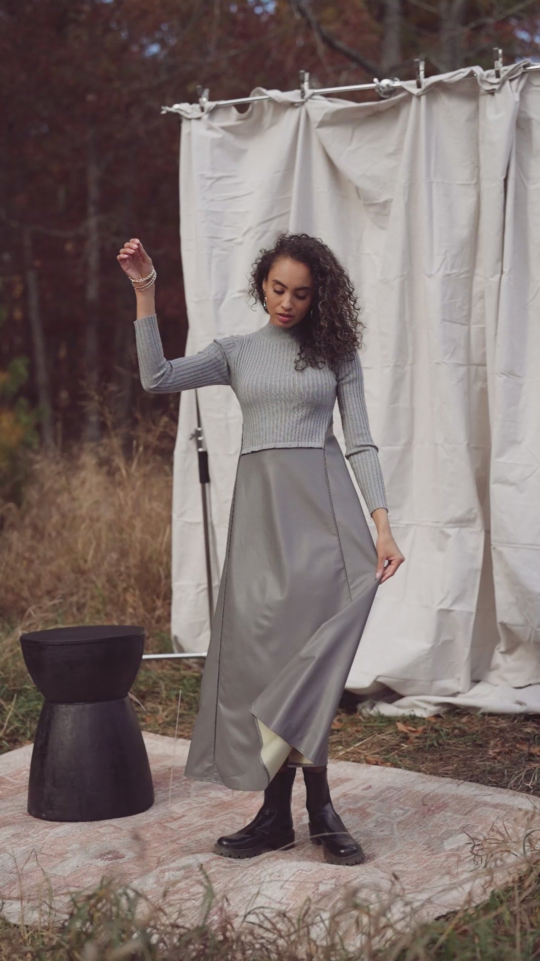 leather bottom dress-grey 