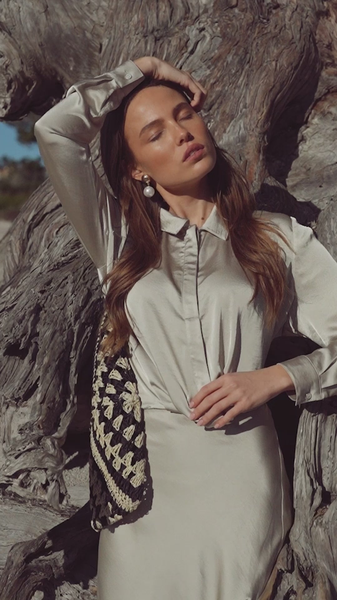 High/Low Faux Satin Crossover Top-Celery Green