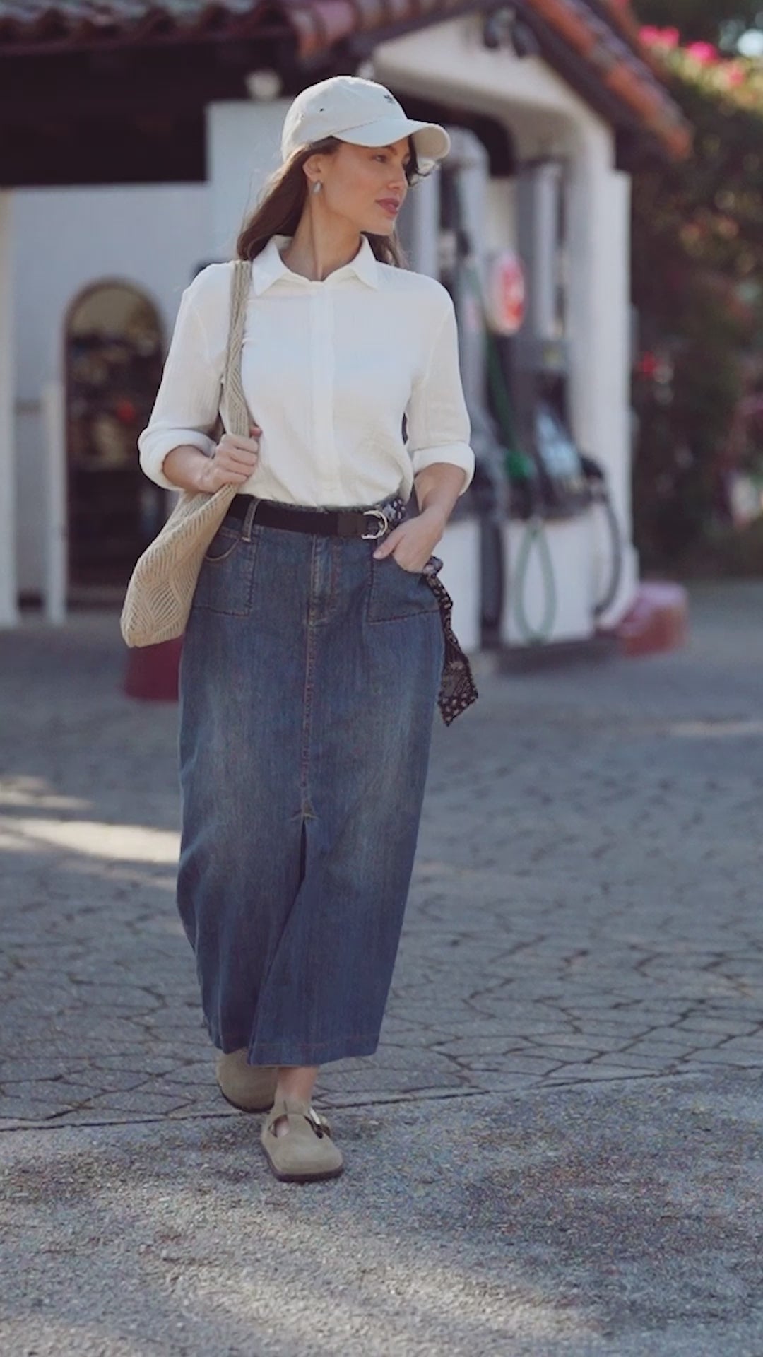 Gauze Button Down Blouse-White