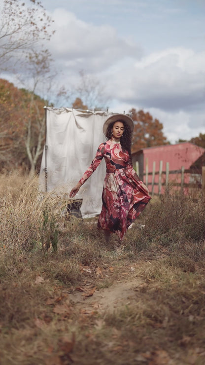 velvet floral printed turtleneck-floral 