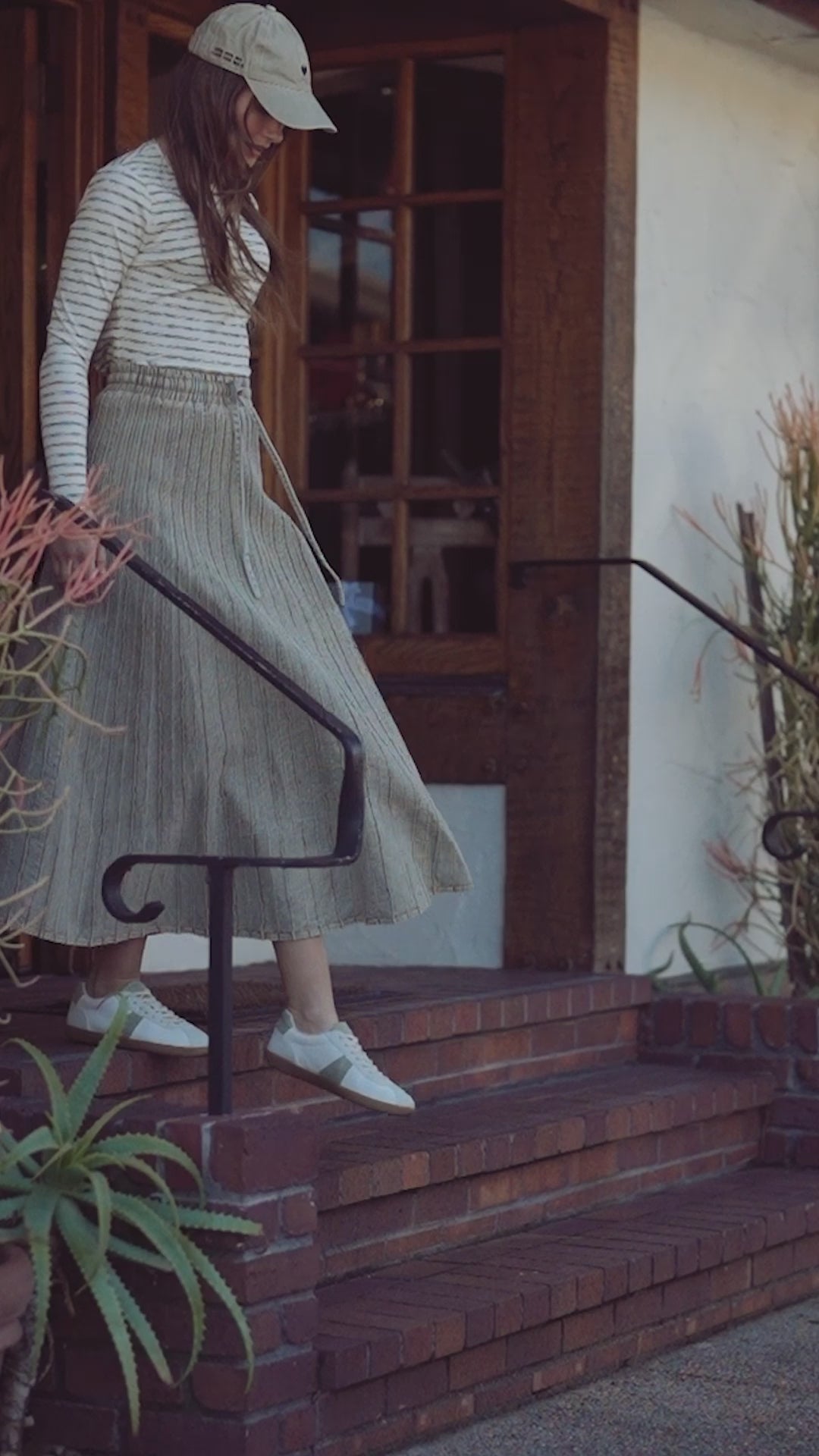 Multi Striped Ribbed Crew-Space Dye Olive