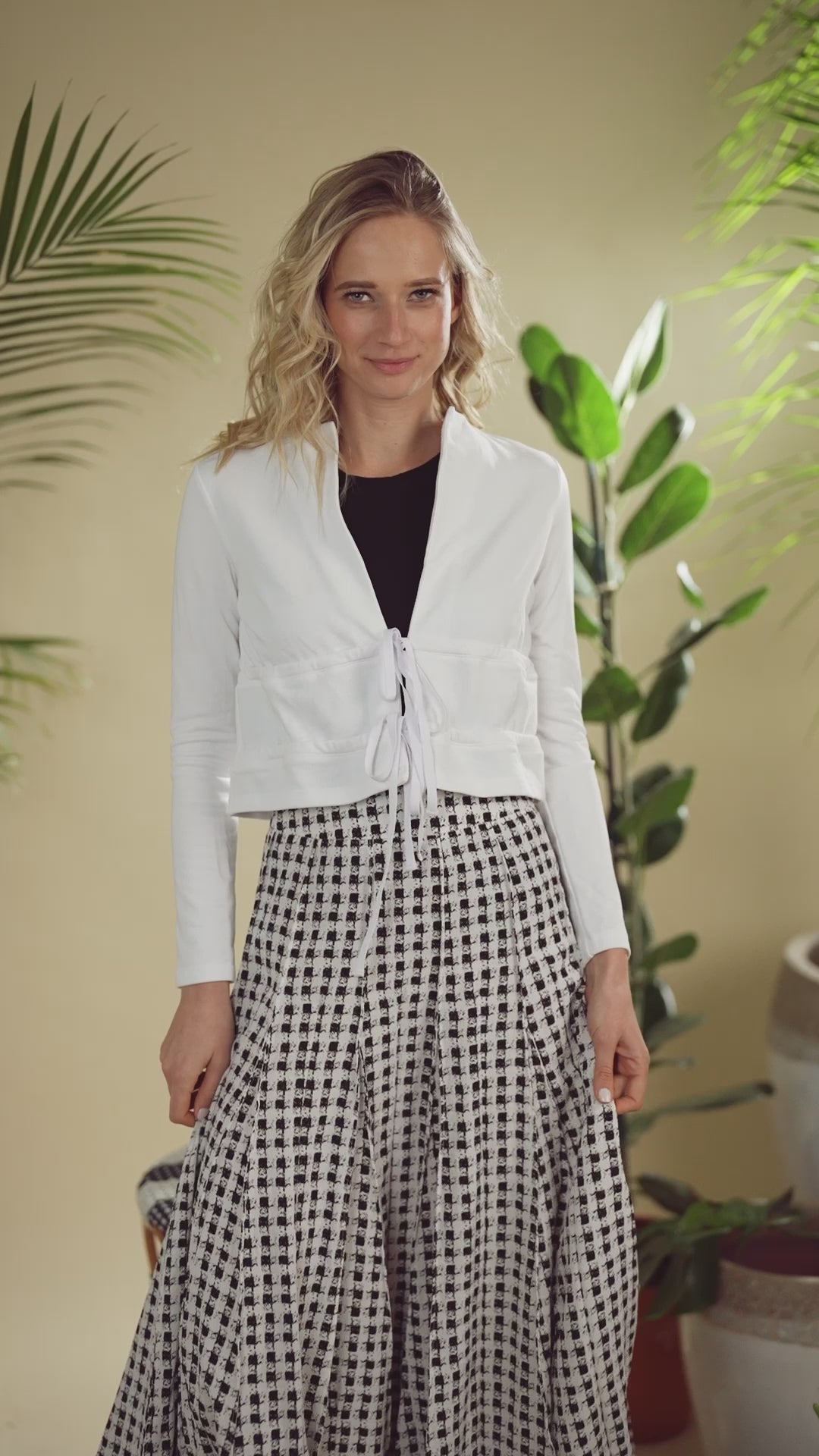 double tie cardigan-white