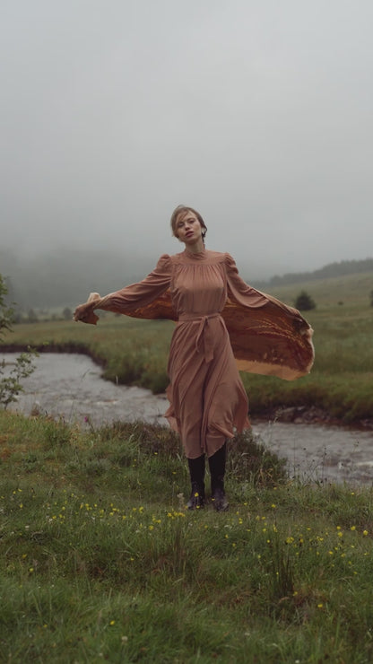 Asymmetrical Bottom Belted Dress-Mocha