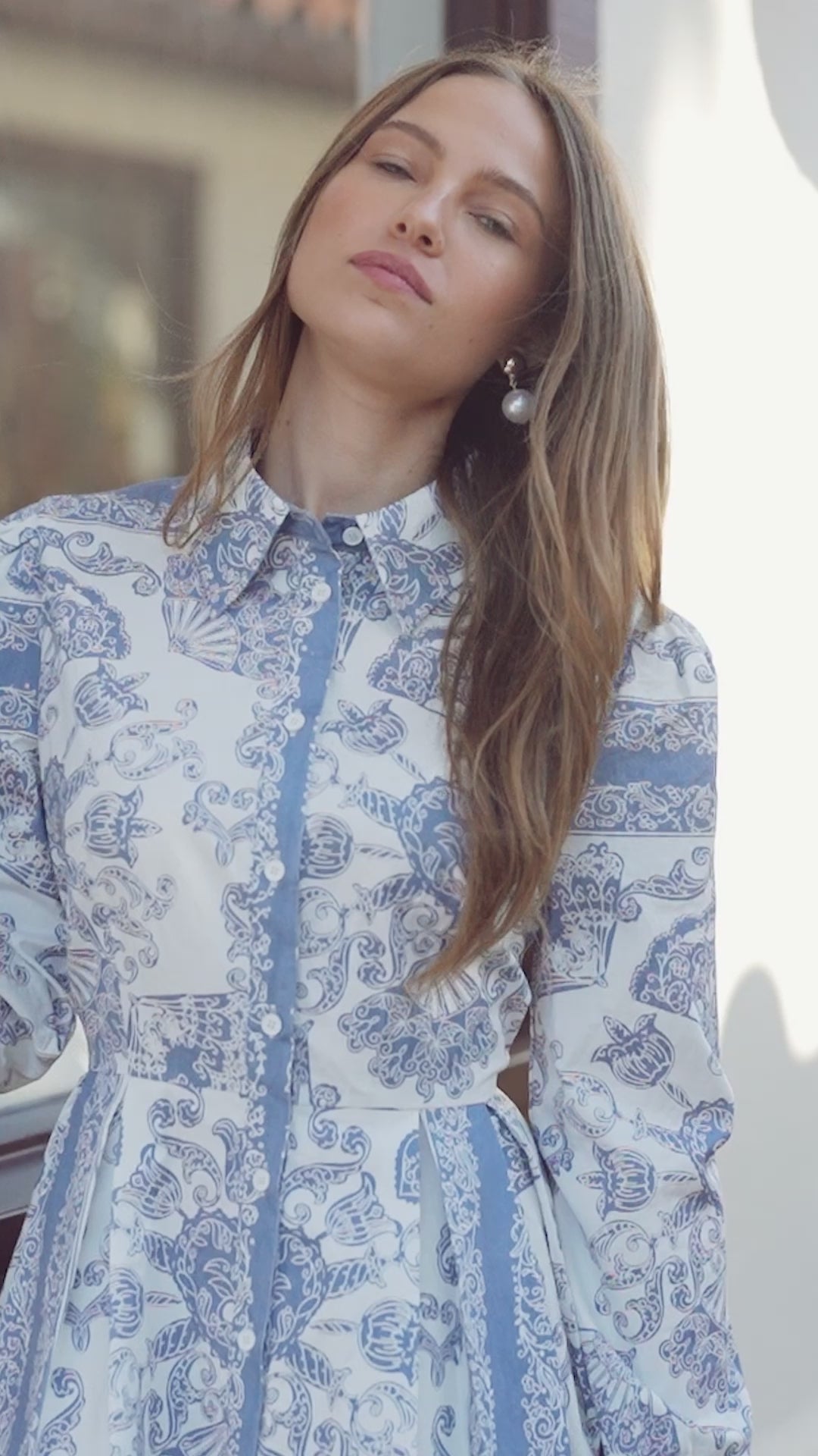 Royal Damask Dress-Blue